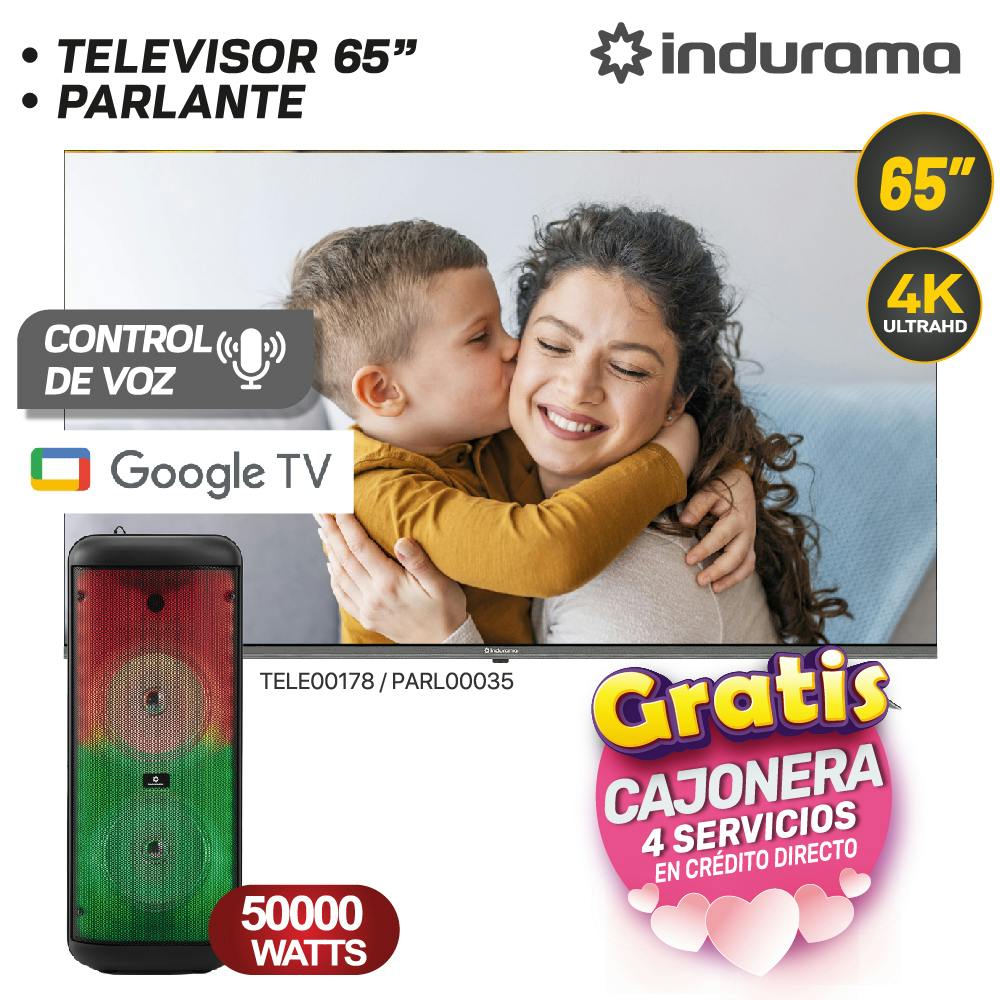 MINI COMBO 14: TV 65" INDURAMA + PARLANTE INDURAMA