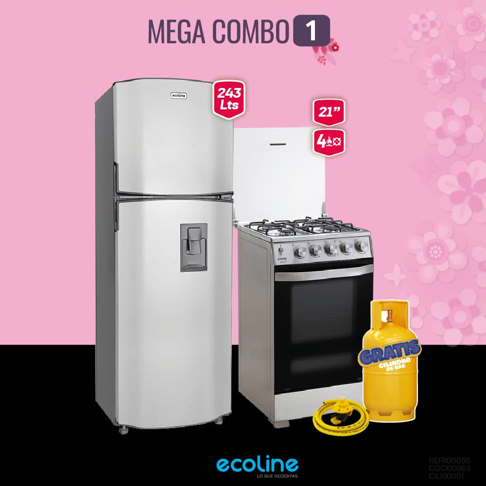MEGA  COMBO 1: COCINA + REFRIGERADORA ECOLINE