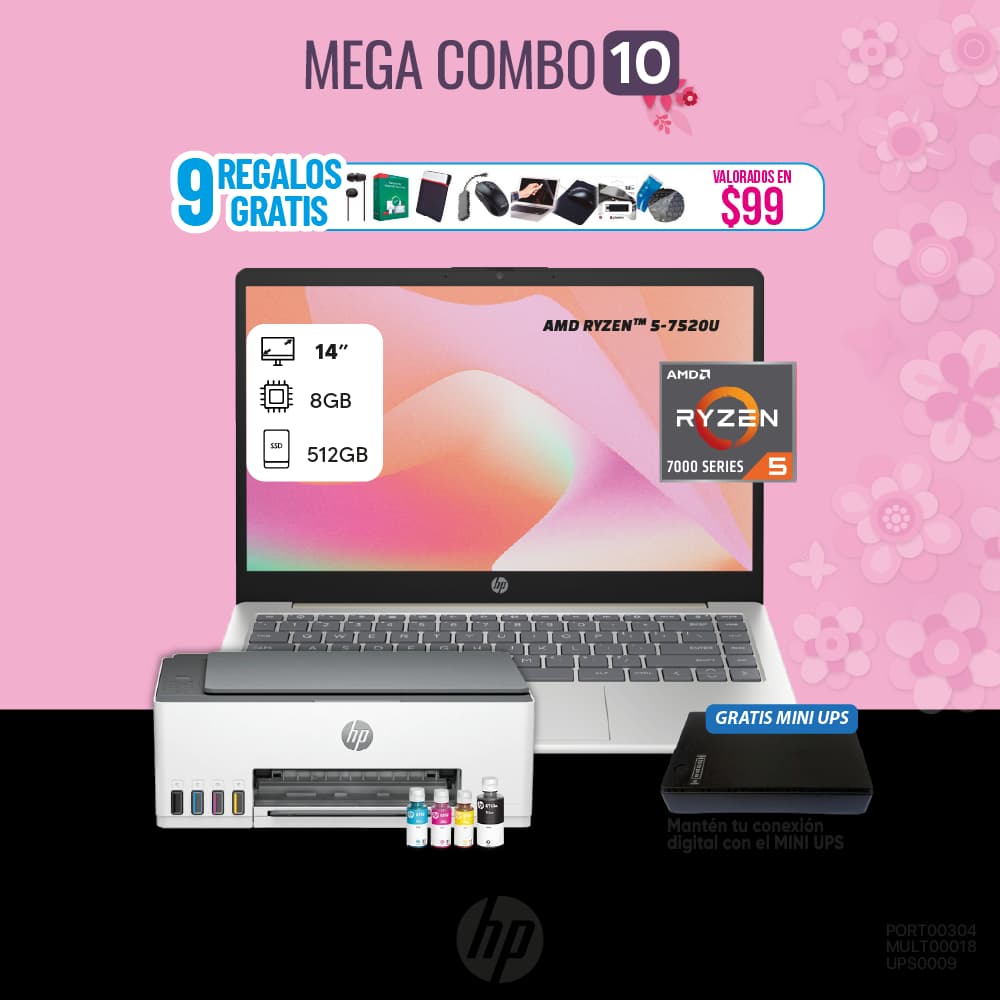 MEGA COMBO 10 : PORTATIL HP+MULTIFUNCION HP WIFI