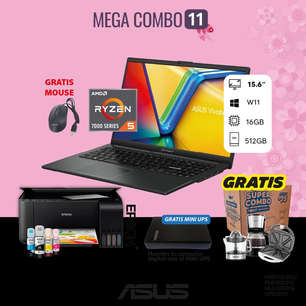 MEGA COMBO 11: PORTATIL ASUS+MULTIFUNCION EPSON WIFI