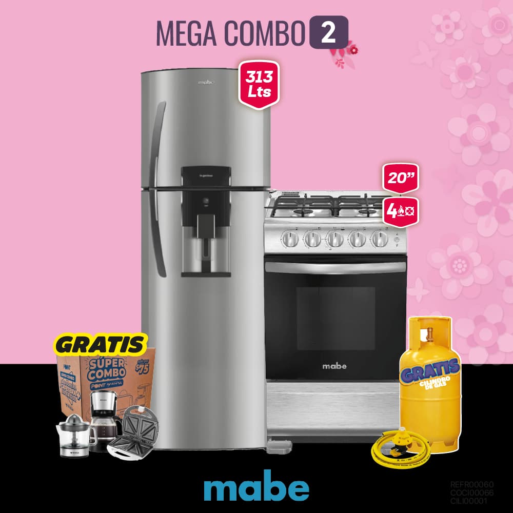 MEGA  COMBO 2: COCINA + REFRIGERADORA MABE