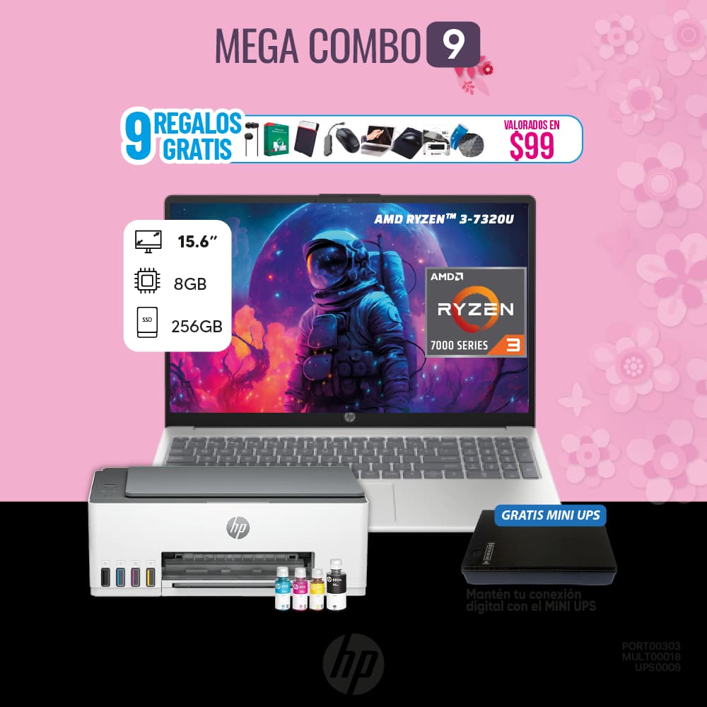 MEGA COMBO 9 : PORTATIL HP+MULTIFUNCION HP WIFI