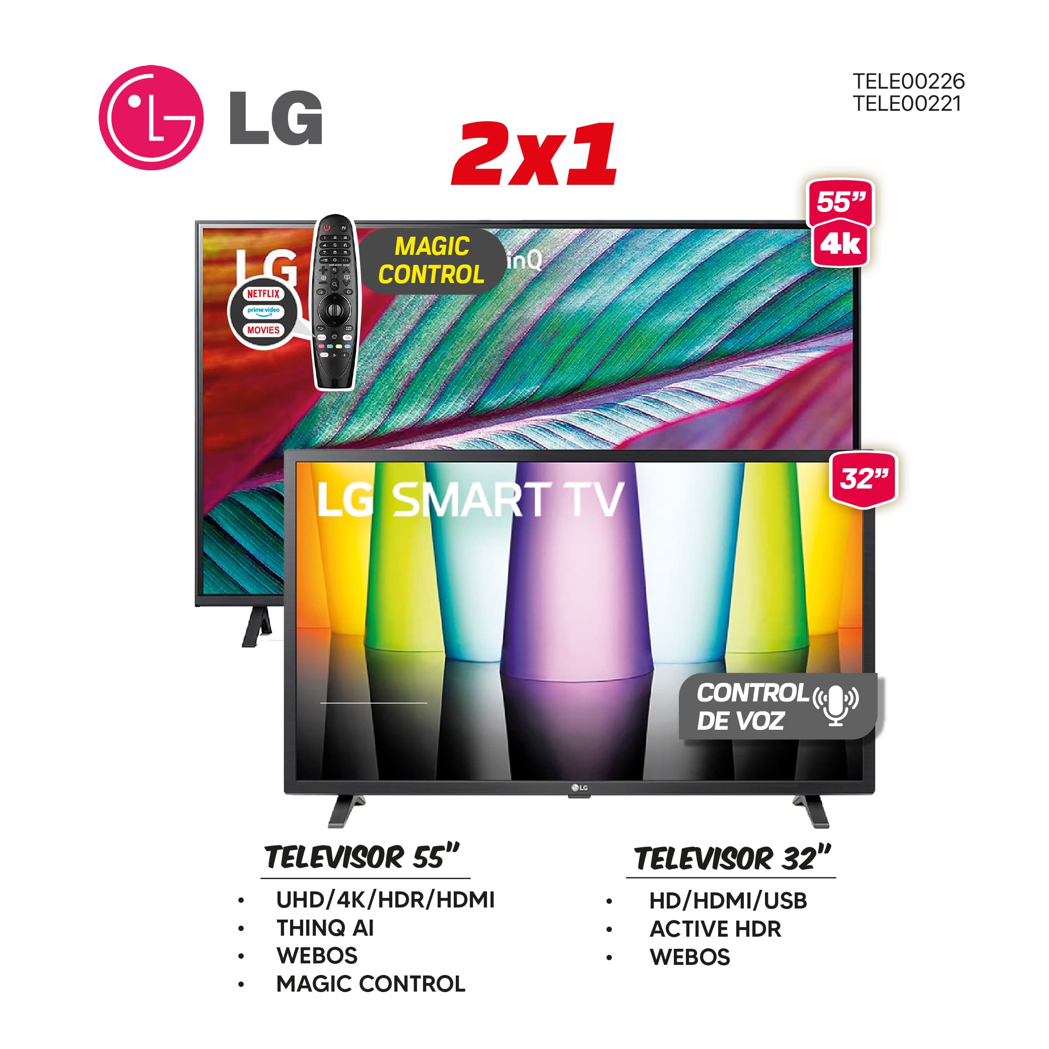 MEGA  COMBO 10: TELEVISOR LG 55" + 32"
