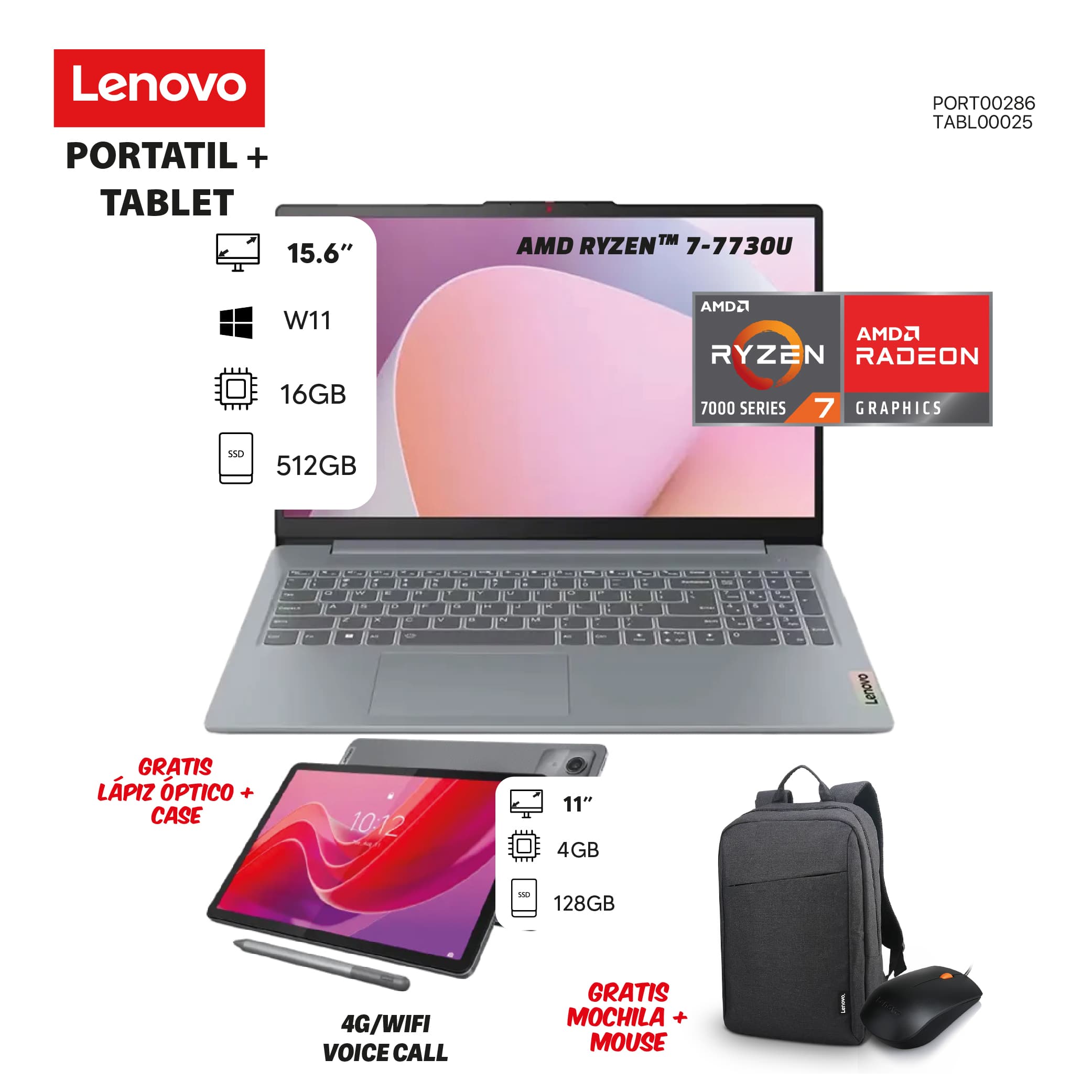MEGA COMBO 4: PORTATIL LENOVO+TABLET