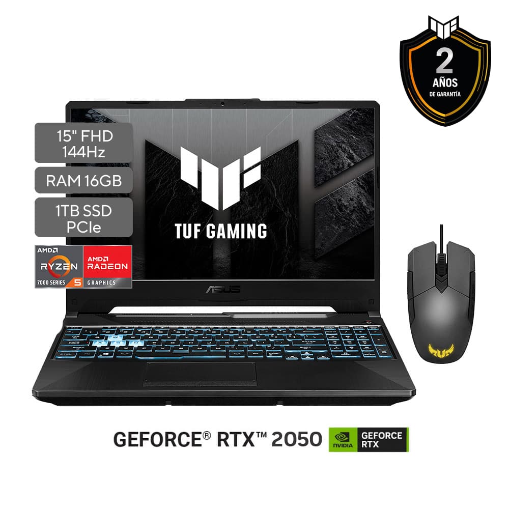 Laptop ASUS TUF GAMING A15 - RYZEN 5-7535HS - 16GB - SSD 1TB - RTX2050