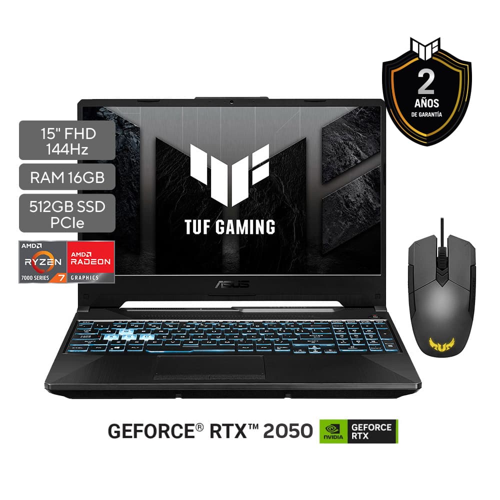 ASUS Laptop TUF Gaming A15 15.6" Ryzen 7 16GB SSD 512GB RTX2050 | Laptops